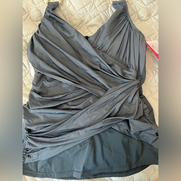 Spanx Tankini Top Draped Swimsuit Ruched Shaping Whittle Waistline NWT - Picture 3 of 16